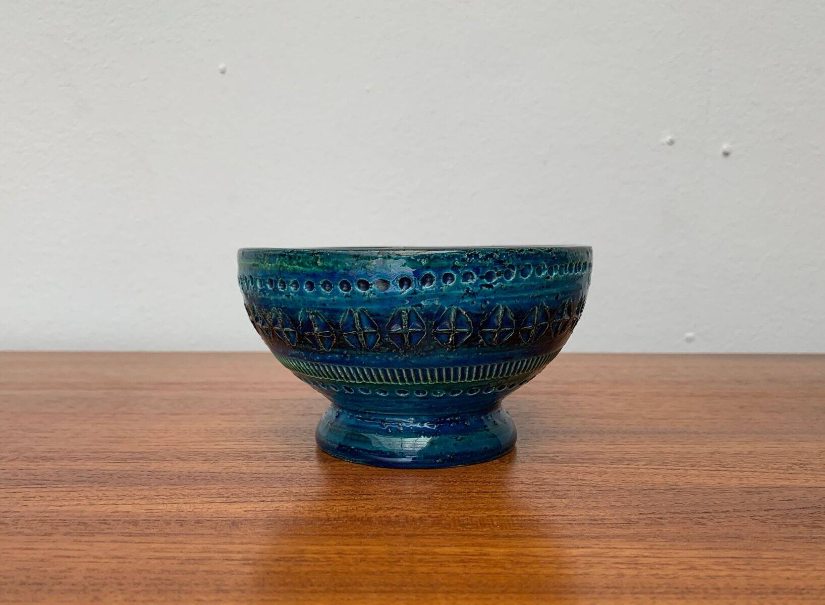 Rimini Blu pottery candlestick by Aldo Londi for Bitossi, Italy, 1960s.