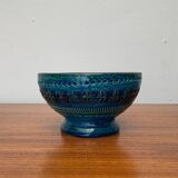 Rimini Blu pottery candlestick by Aldo Londi for Bitossi, Italy, 1960s.