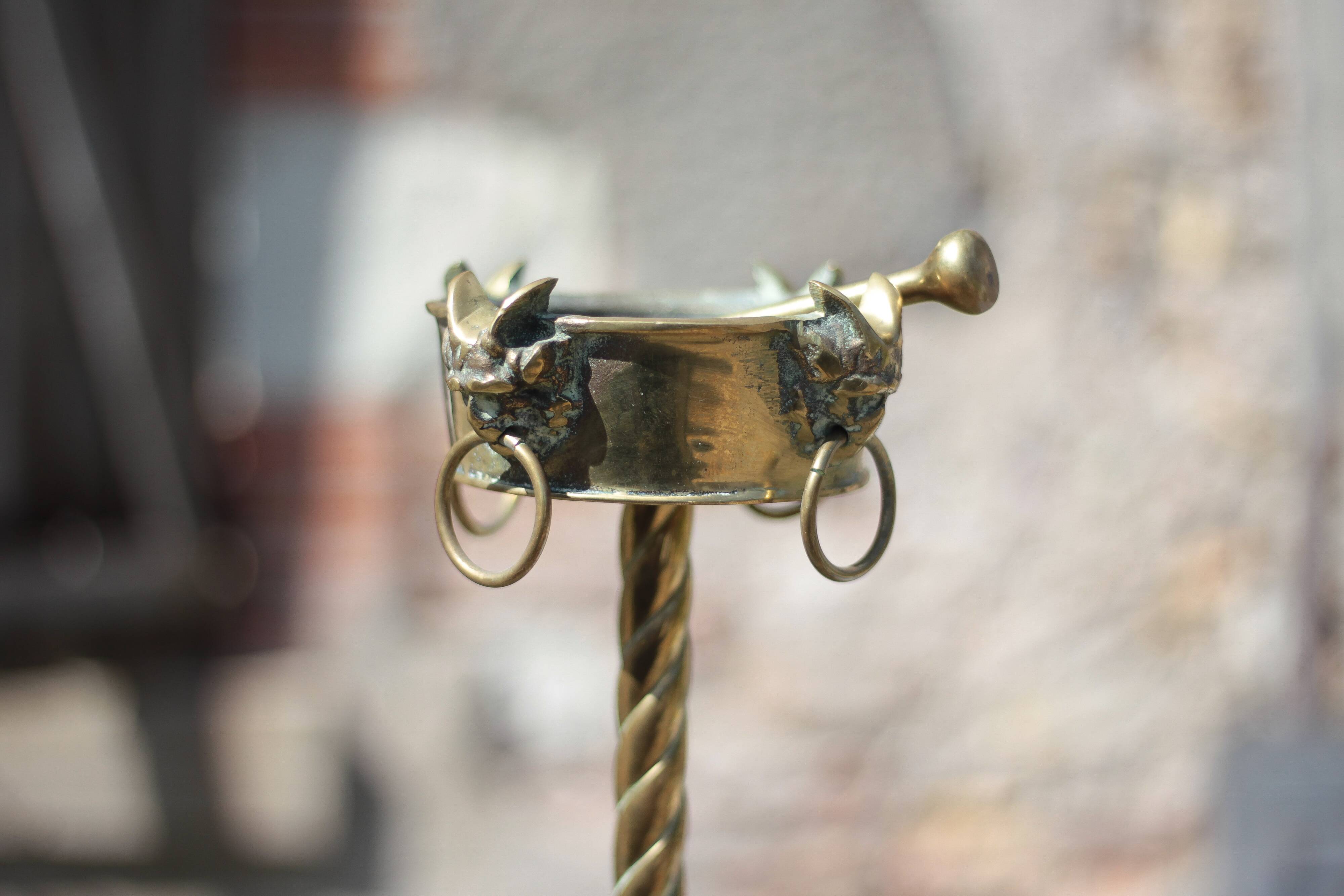 Bronze and brass floor ashtray, satyr, side table, decor.