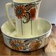 Antique bowl and basin from Saint-Amand, decorated earthenware, 1920s