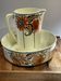 Antique bowl and basin from Saint-Amand, decorated earthenware, 1920s