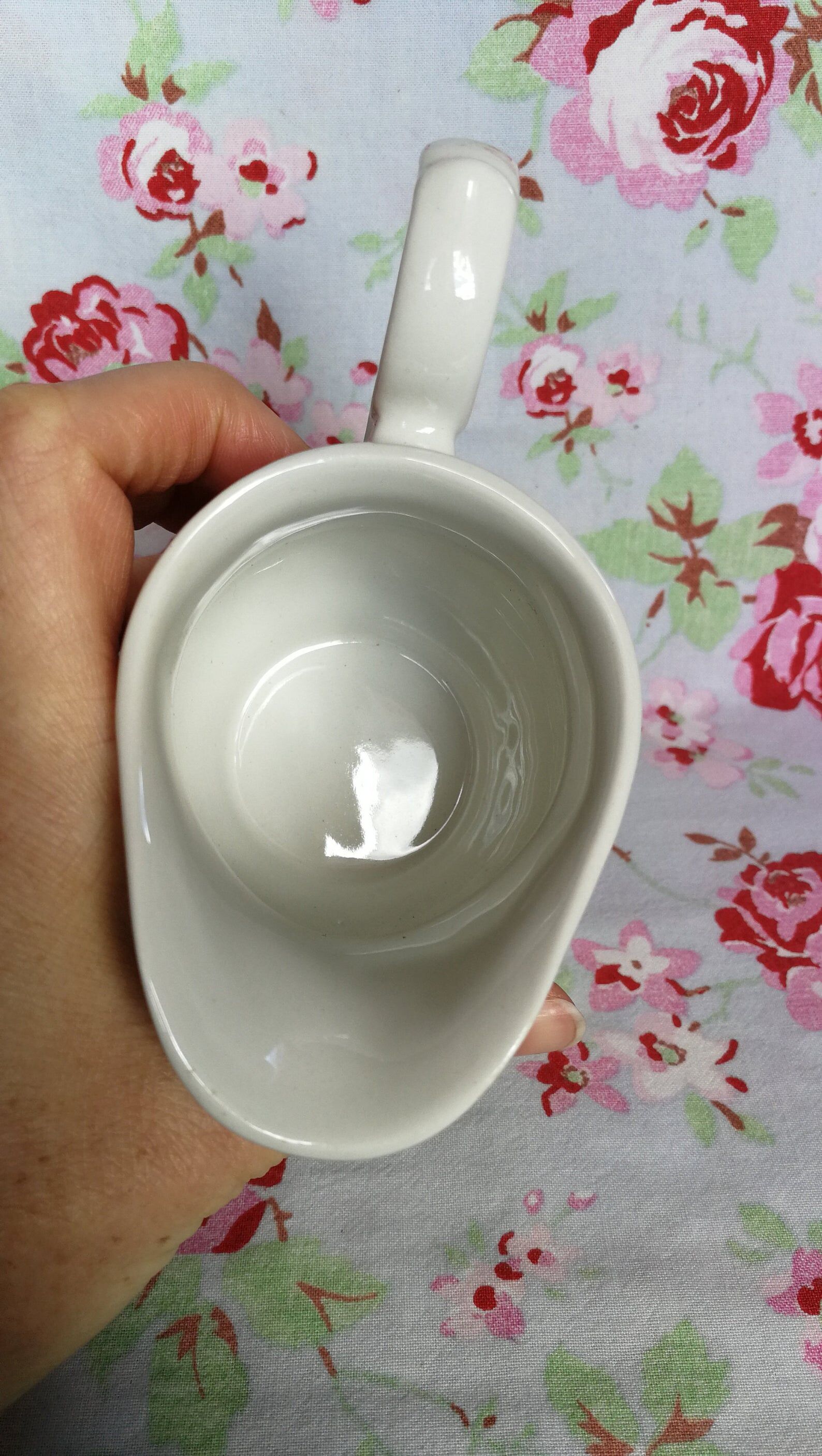 Milk Pitcher Wood & Sounds England, red pear cherry fruit patterns, made in England