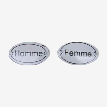 Plaques émaillées "'Homme-Femme"