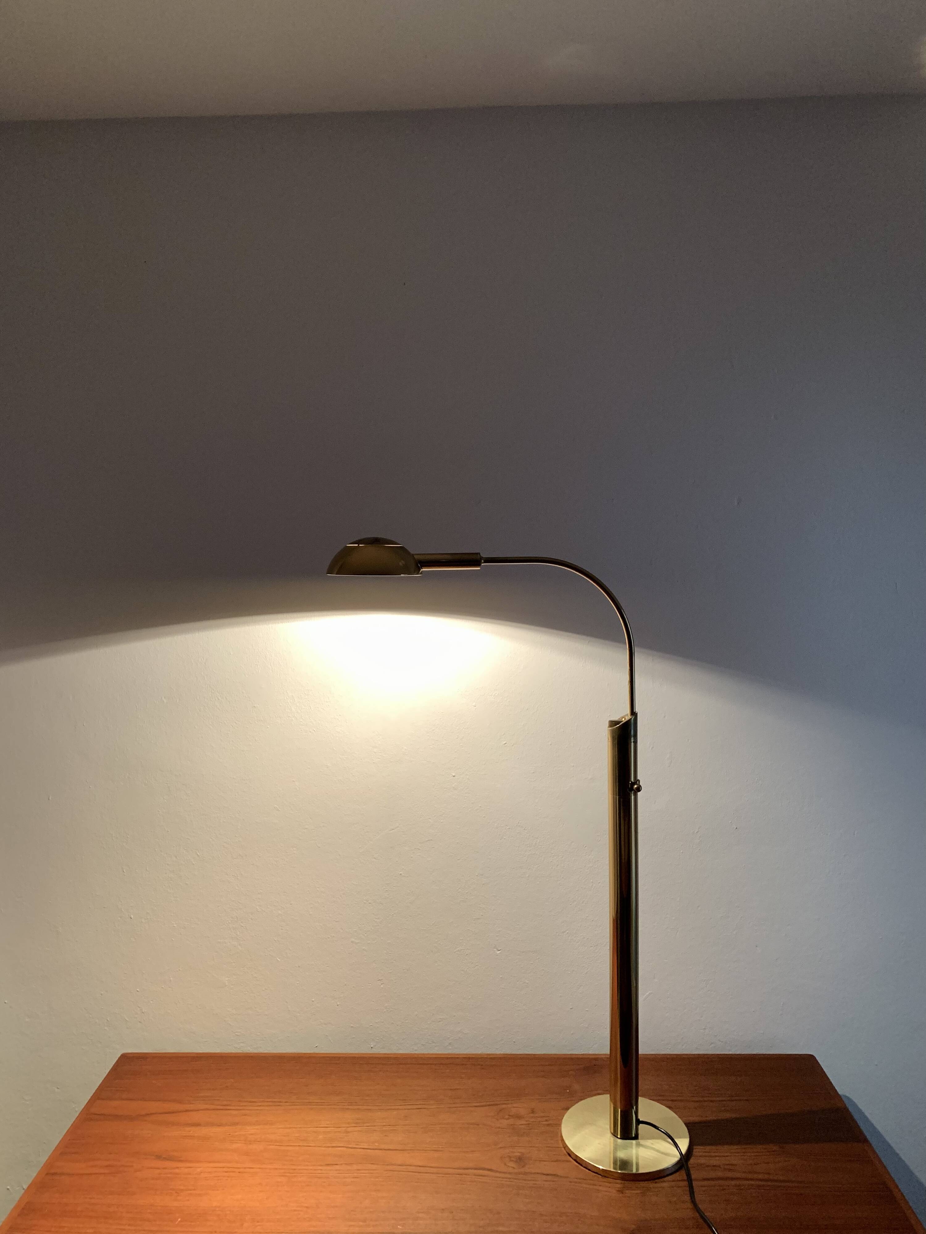 Adjustable 1970s Brass Floor Lamp by Florian Schulz