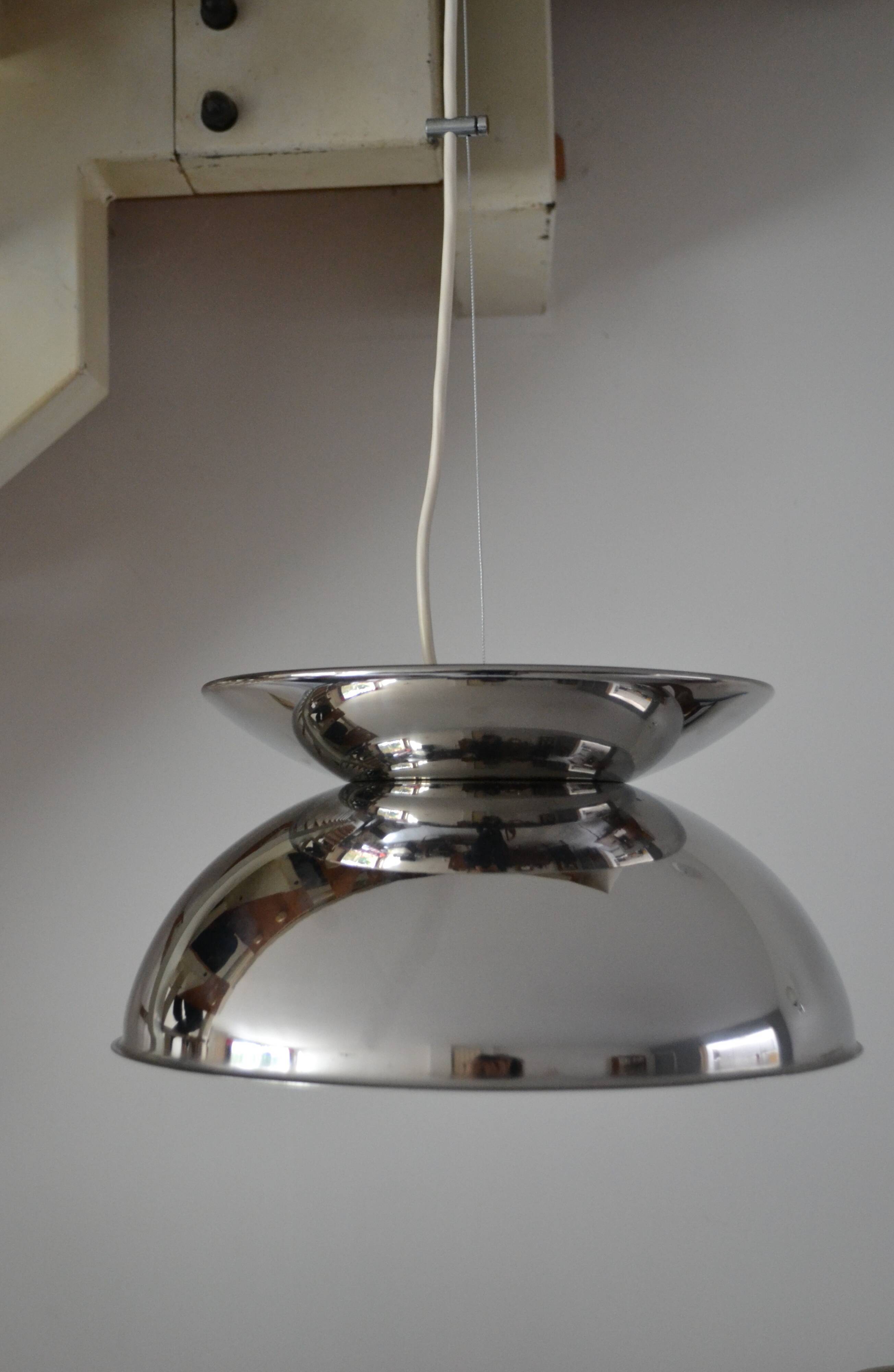 Concentrica pendant light by Harvey Guzzini chrome steel