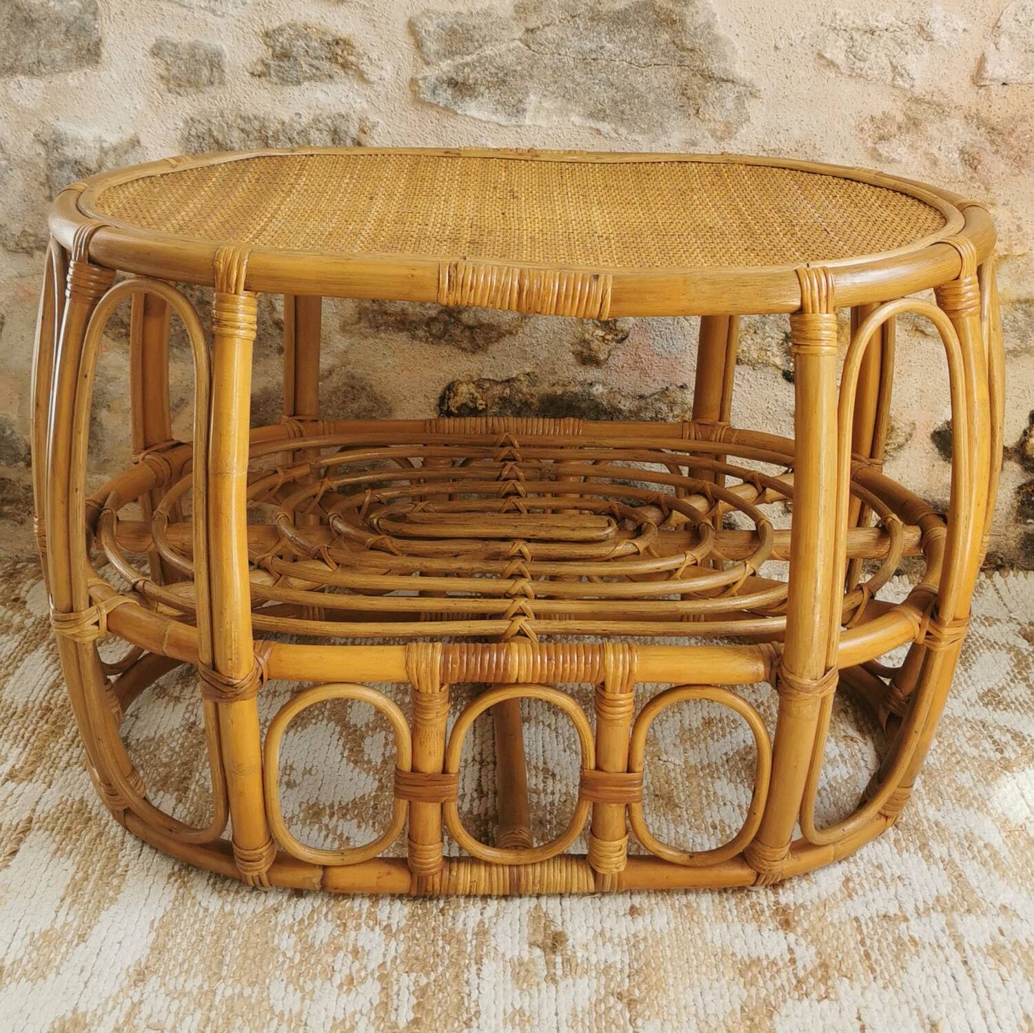 Vintage rattan coffee table