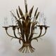 Large wheat sheaf leaf gold gilt chandelier, 1960’s