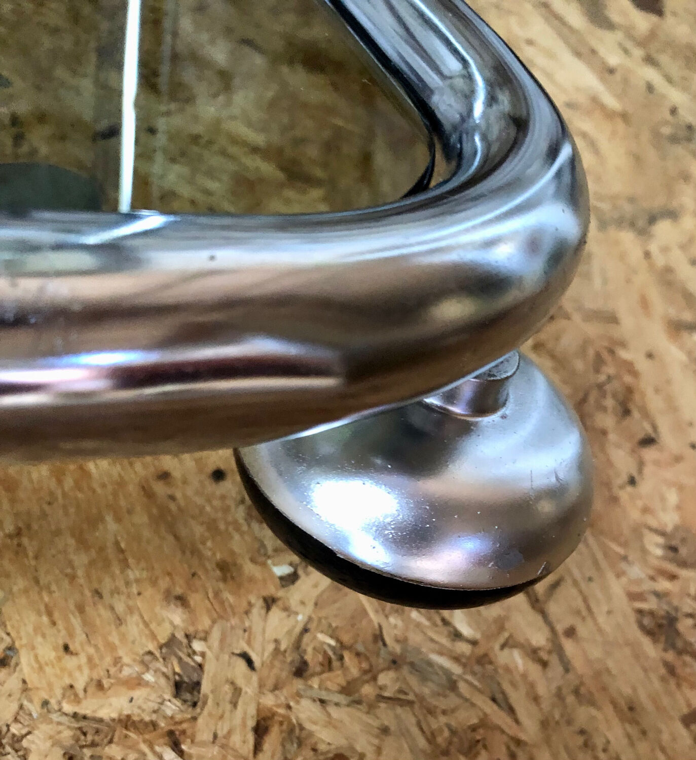 Chromed metal shelf and smoked glass