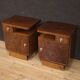 Pair of Italian nightstands in walnut and burl
