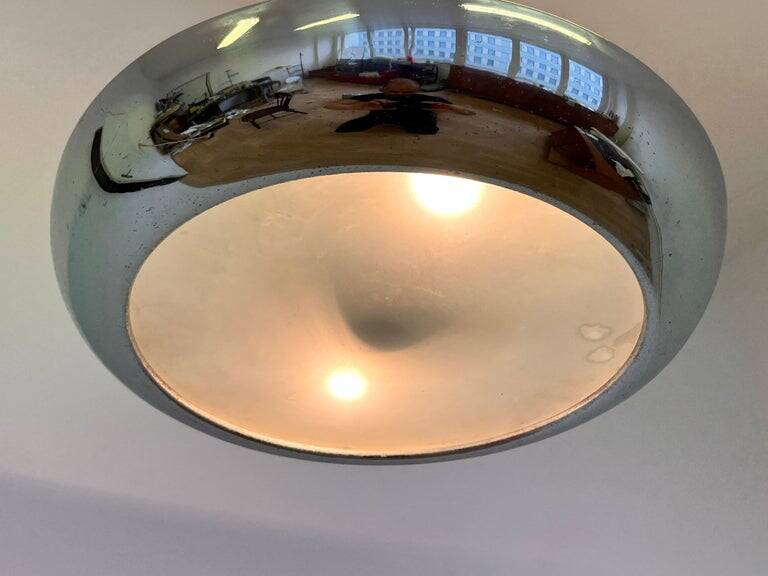 Chrome Bauhaus / Functionalism Pendant UFO by Napako, 1940s