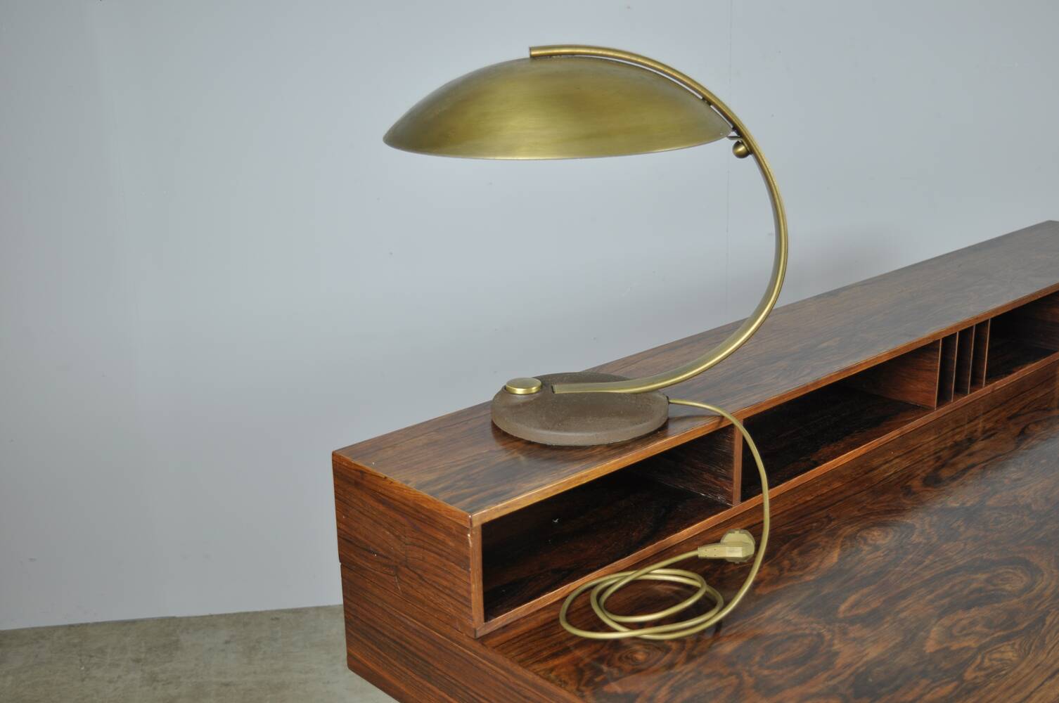 Mid century art deco / bauhaus brass table lamp by egon hillebrand 60s