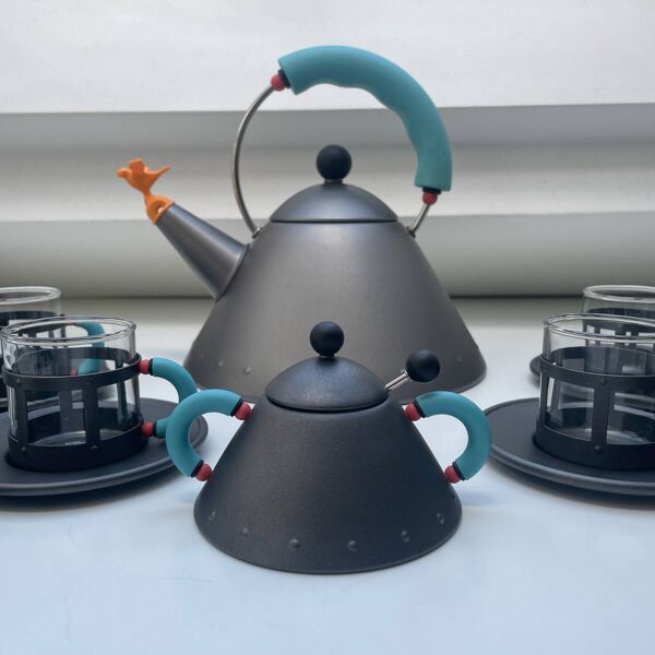 Service à thé Birdy 9093 par Michael Graves pour Alessi, Italie