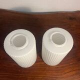 Paire applique en teck et verre opalin