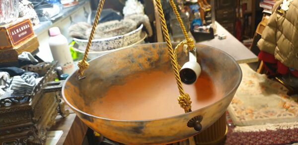 Suspension pate de verre moucheté orange