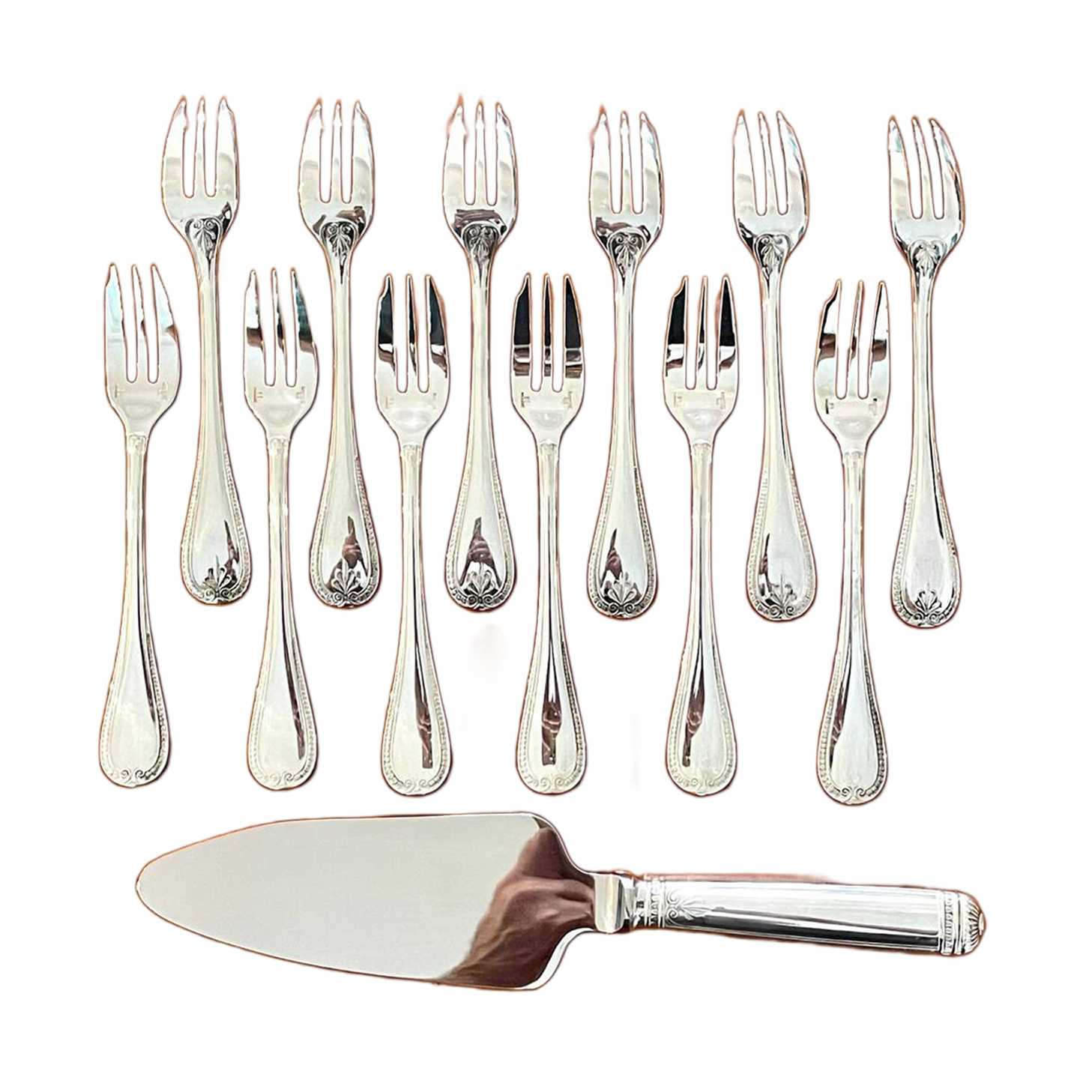 Christofle Malmaison dessert service 12 cake fork with serving shovel