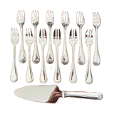 Christofle Malmaison dessert service 12 cake fork with serving shovel