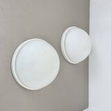 Set of 2 metal and glass Wall ceiling Lights by Glashütte Limburg, Germany,