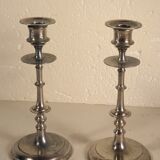 Pair of candlesticks in silver metal