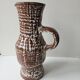 Large brown glazed ceramic pitcher signed accolay - height 31cm