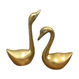 Pair of brass swans