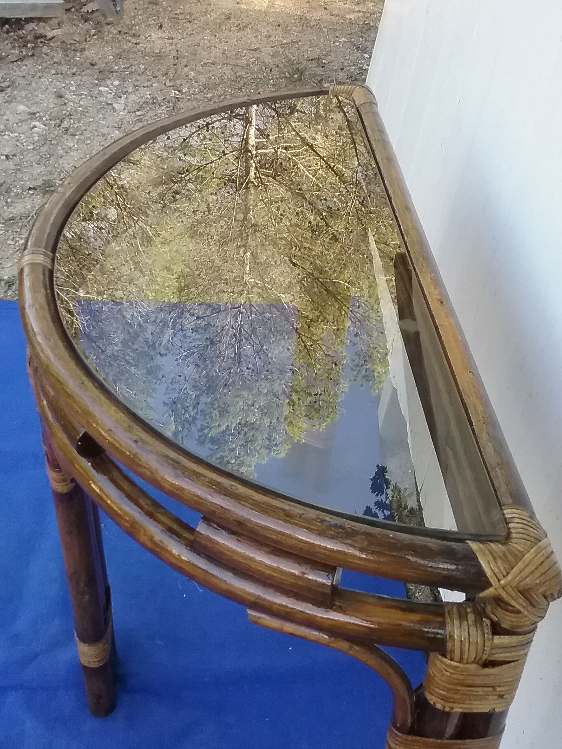 Half-moon bamboo console