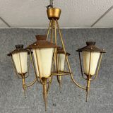 Lustre en laiton doré, vers 1950