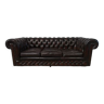 Dark brown leather chesterfield sofa