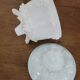 White opaline bonbonnière with floral decoration