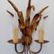 Sheaf of wheat wall lamp in gilded and patinated iron, signed lotti roberto snc.
