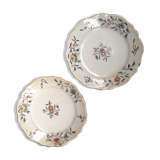 Pair of plates country flowers setting pattern earthenware