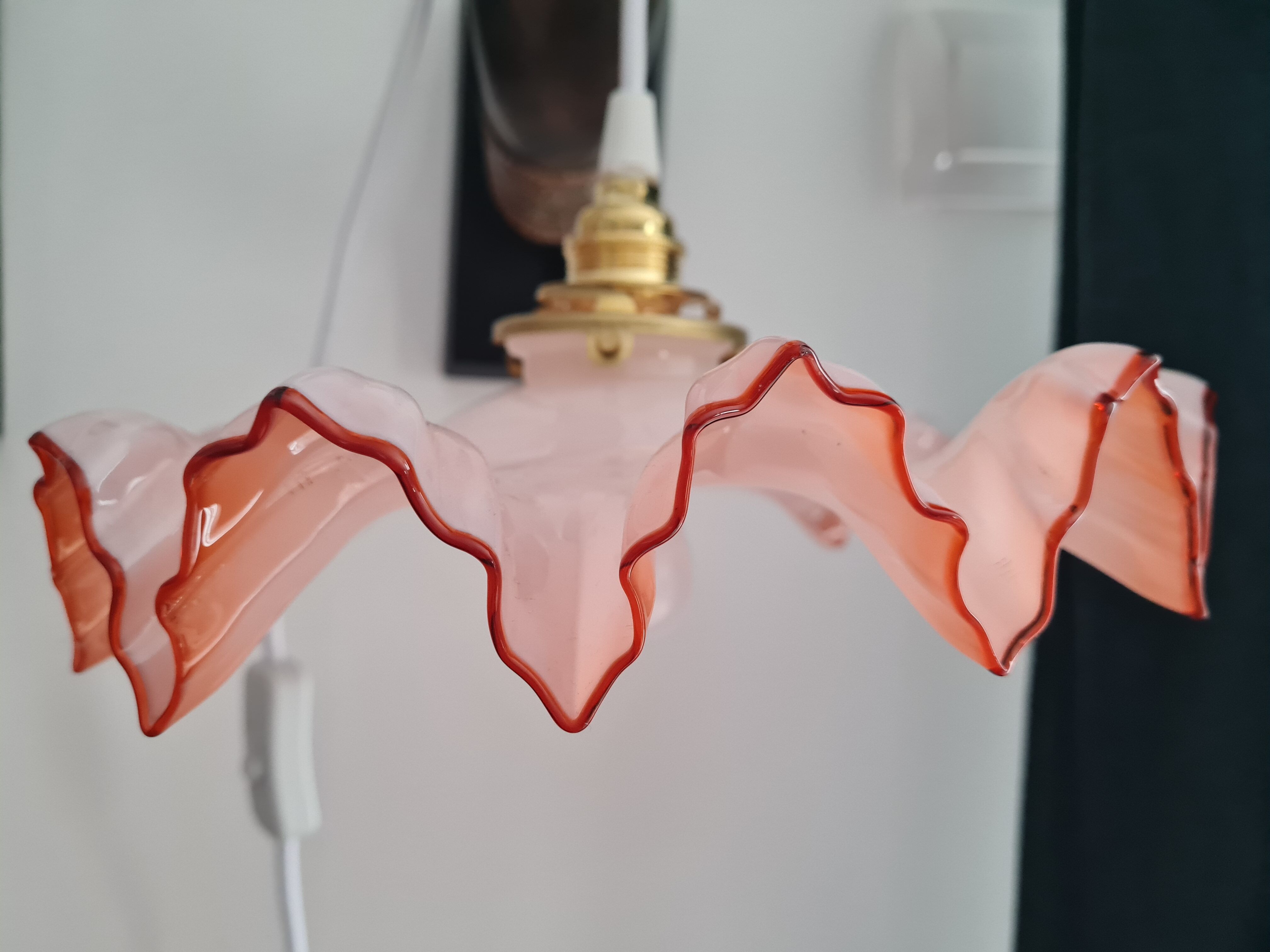 Vintage opaline rose hanging lamp