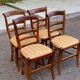 4 solid wood chairs with gold straw fabric from the 19th century