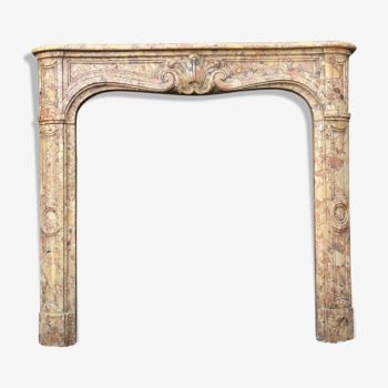 Louis XV style fireplace in marble Brèche D'alep