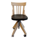 Black and wood workshop chair with metal base