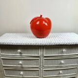Commode galbée en rotin tressé blanc 1980'S
