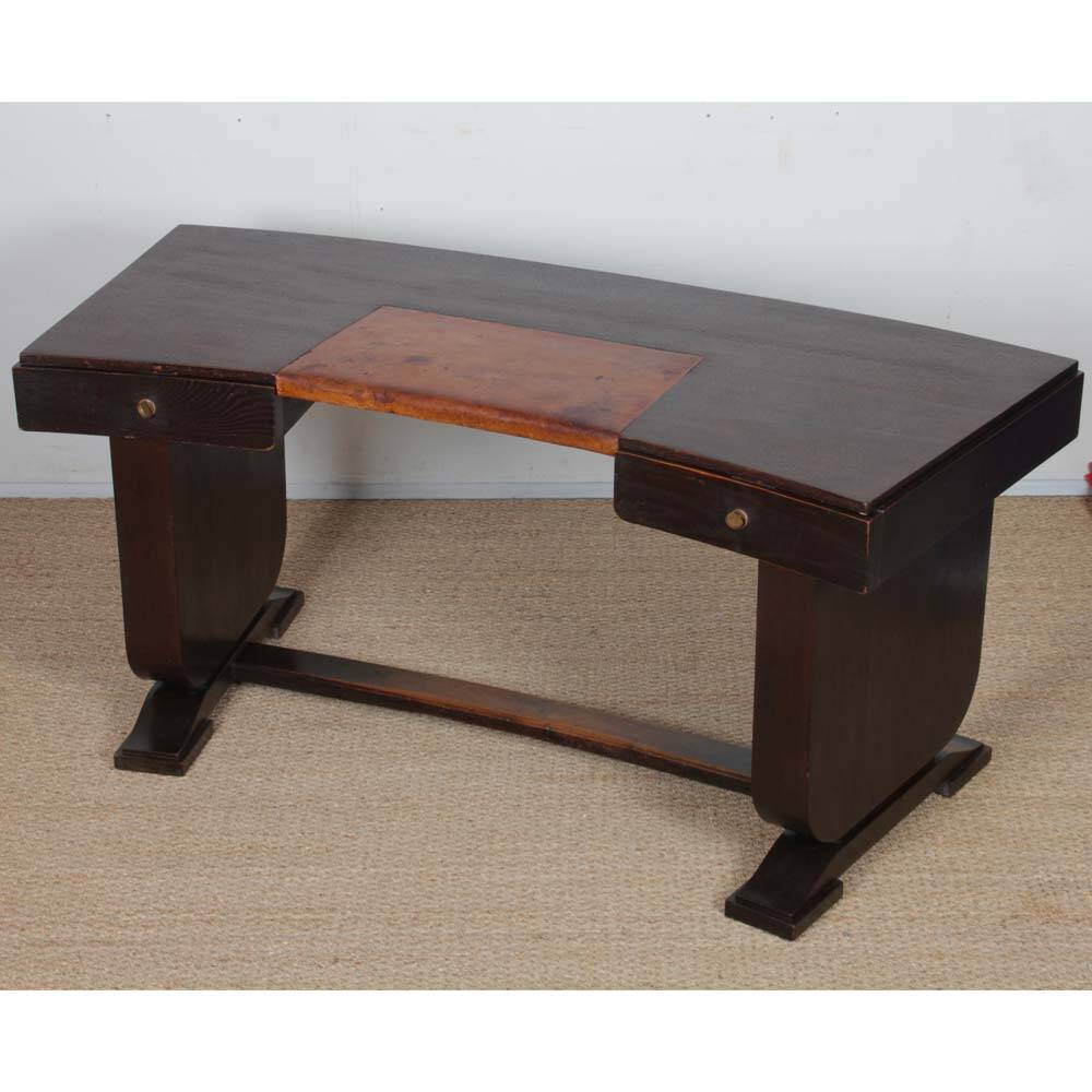 Art Deco desk in oak and leather from the 1930s