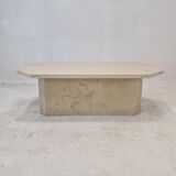 Italian Coffee Table in Travertine, 1980s