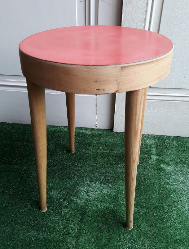 Tabouret Baumann XX hetre and red formica