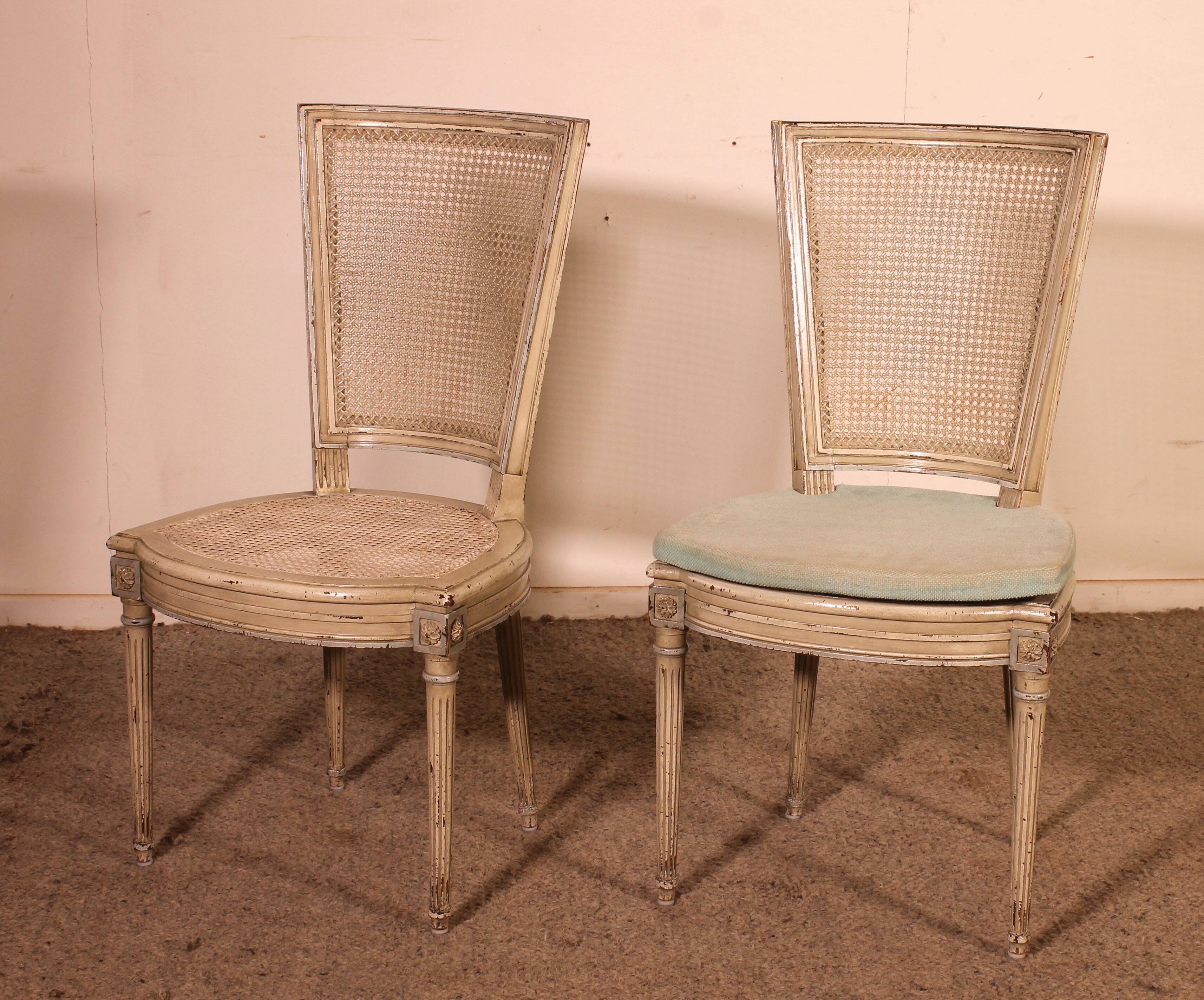 Set Of 12 Louis XVI Style Chairs In Polychrome Wood - 19th Century