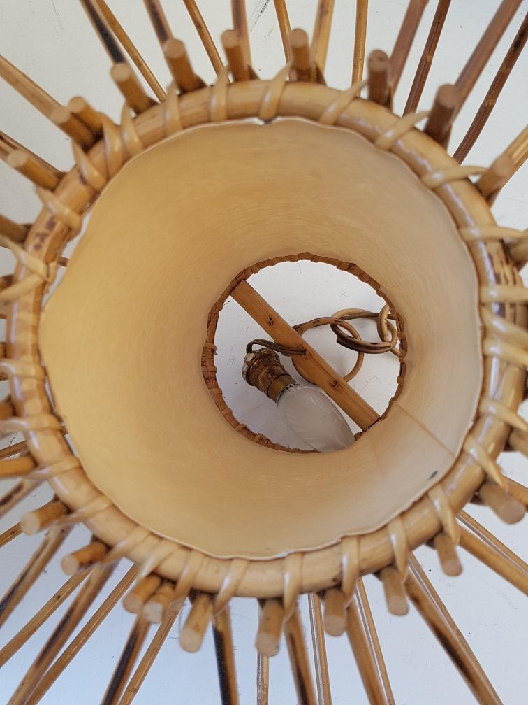 1950s rattan hanging lamp