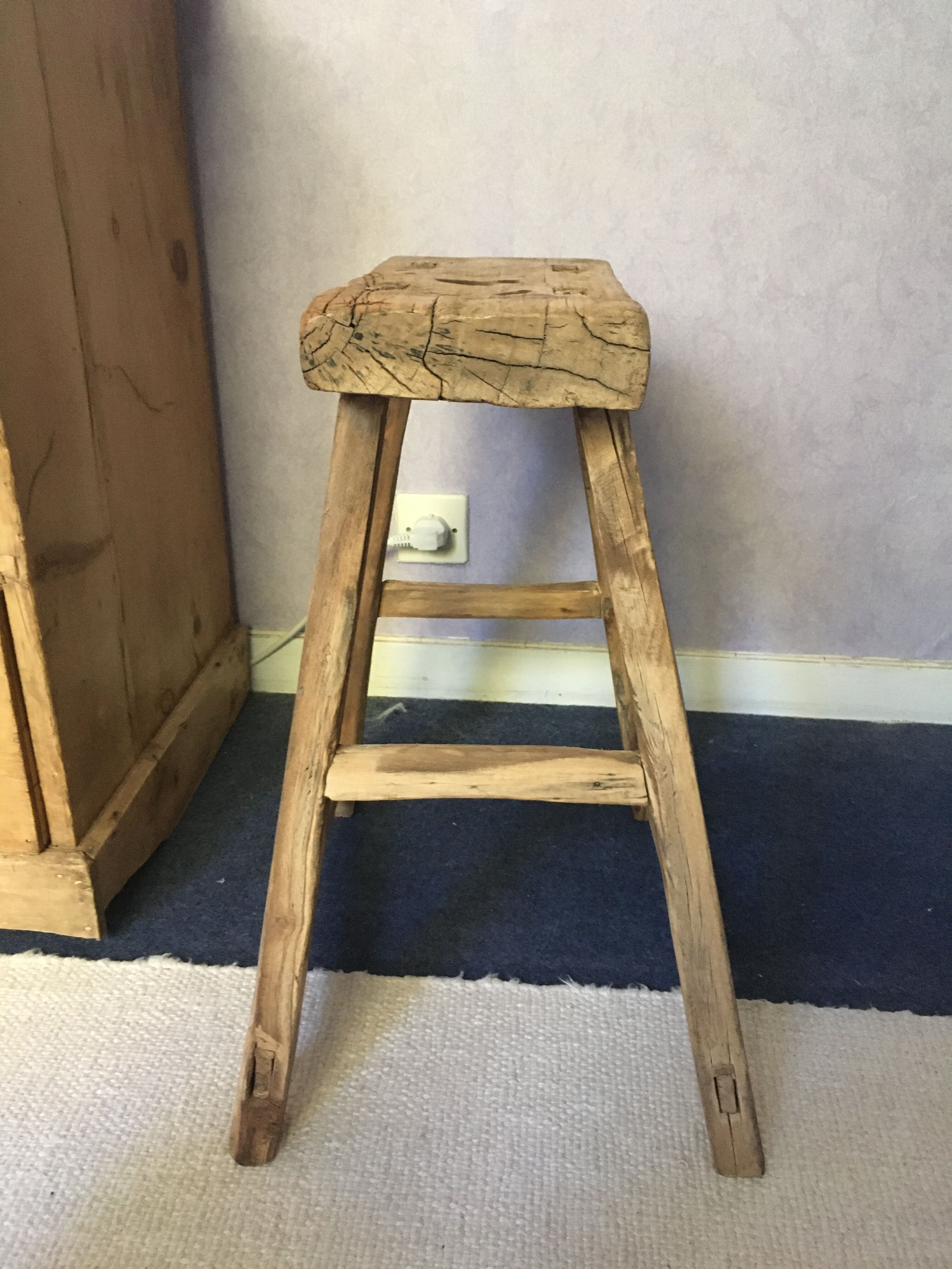 Old elm wood stool