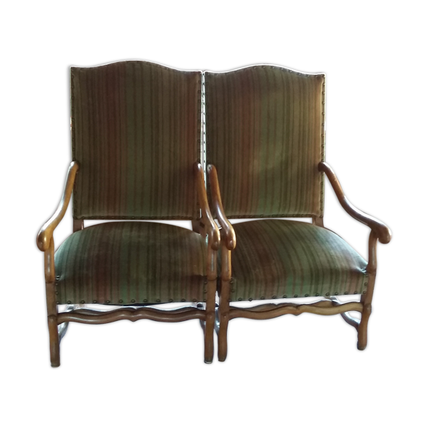 Paire de fauteuils tissu velours rayé — Beyit