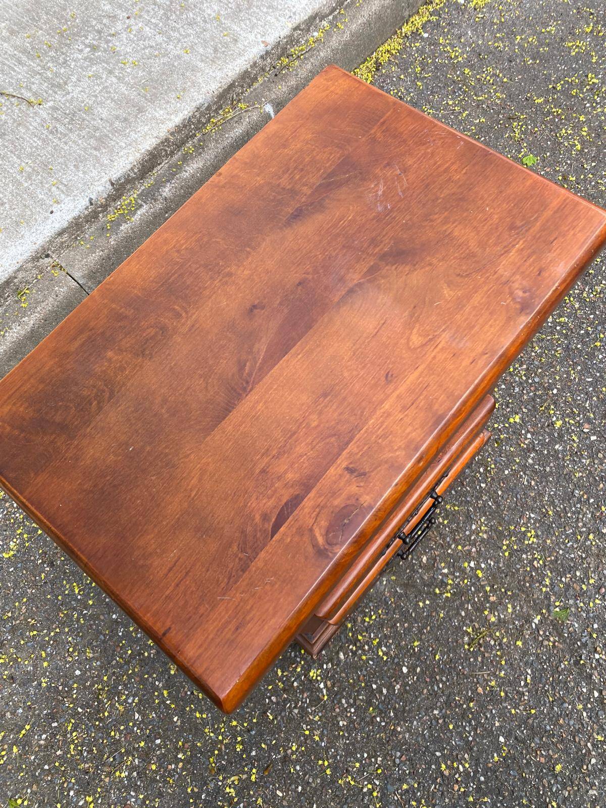 Louis XIV bedside table in solid wood with 2 drawers.