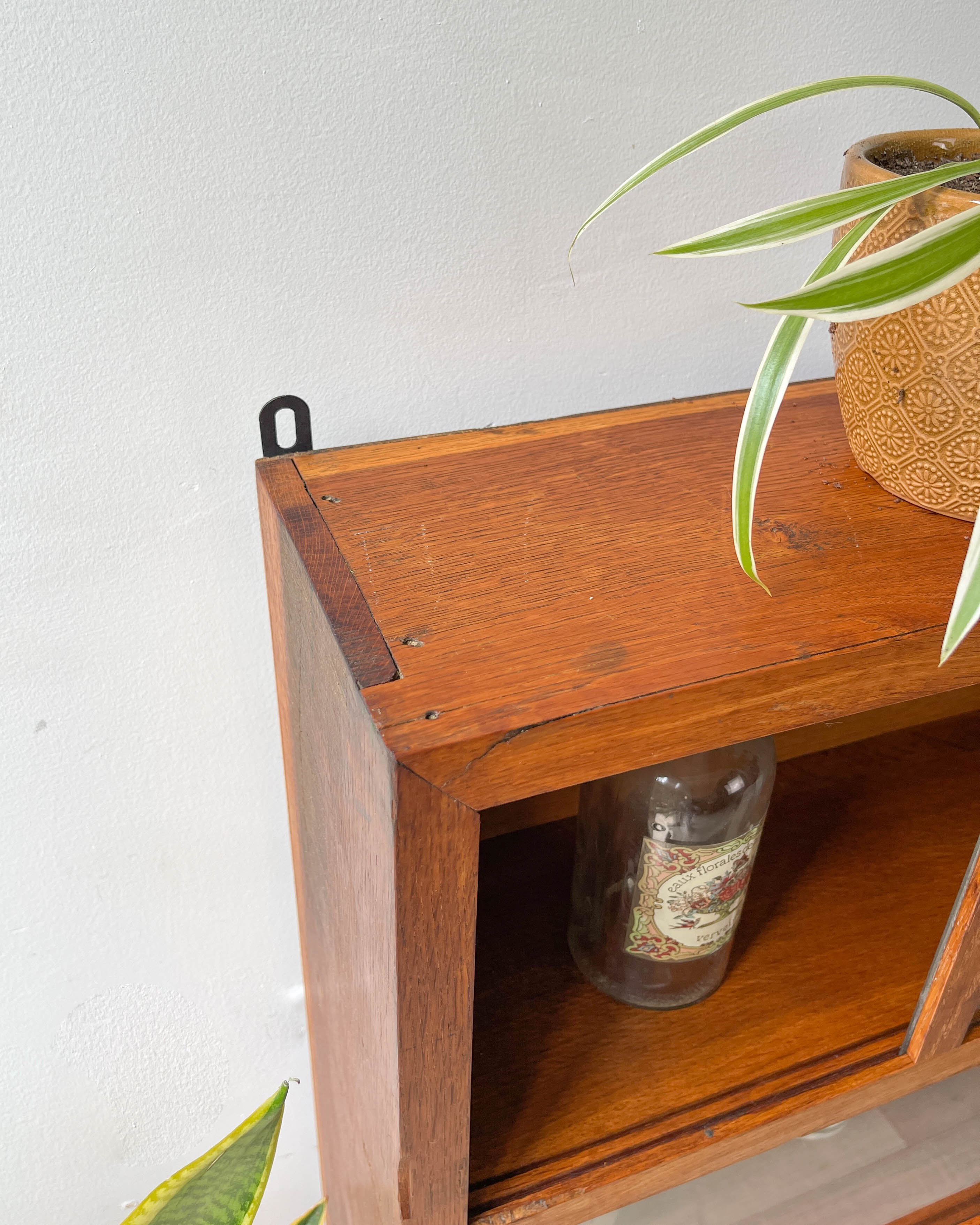 Vintage oak wall display case