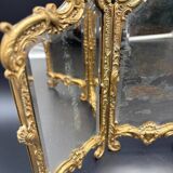 Miroir Triptyque, Bronze Doré, vers 1900.