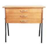 Scandinavian worker / bedside table in wood and metal from the 50s-60s