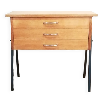 Scandinavian worker / bedside table in wood and metal from the 50s-60s