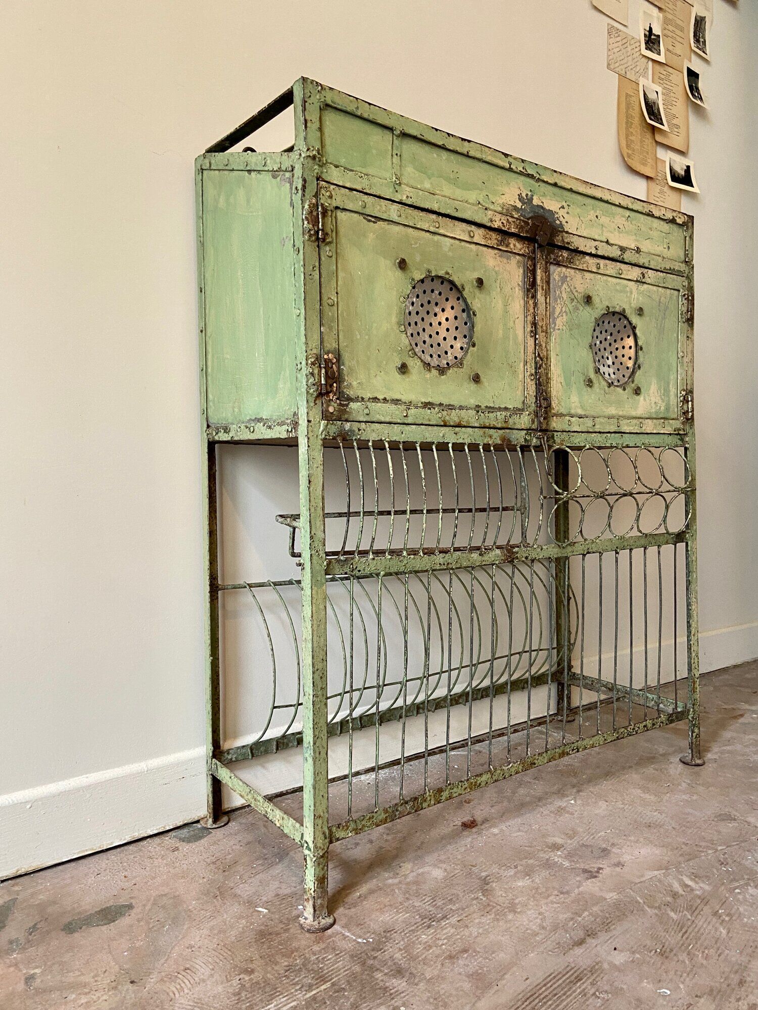 Storage cabinet in water green metal
