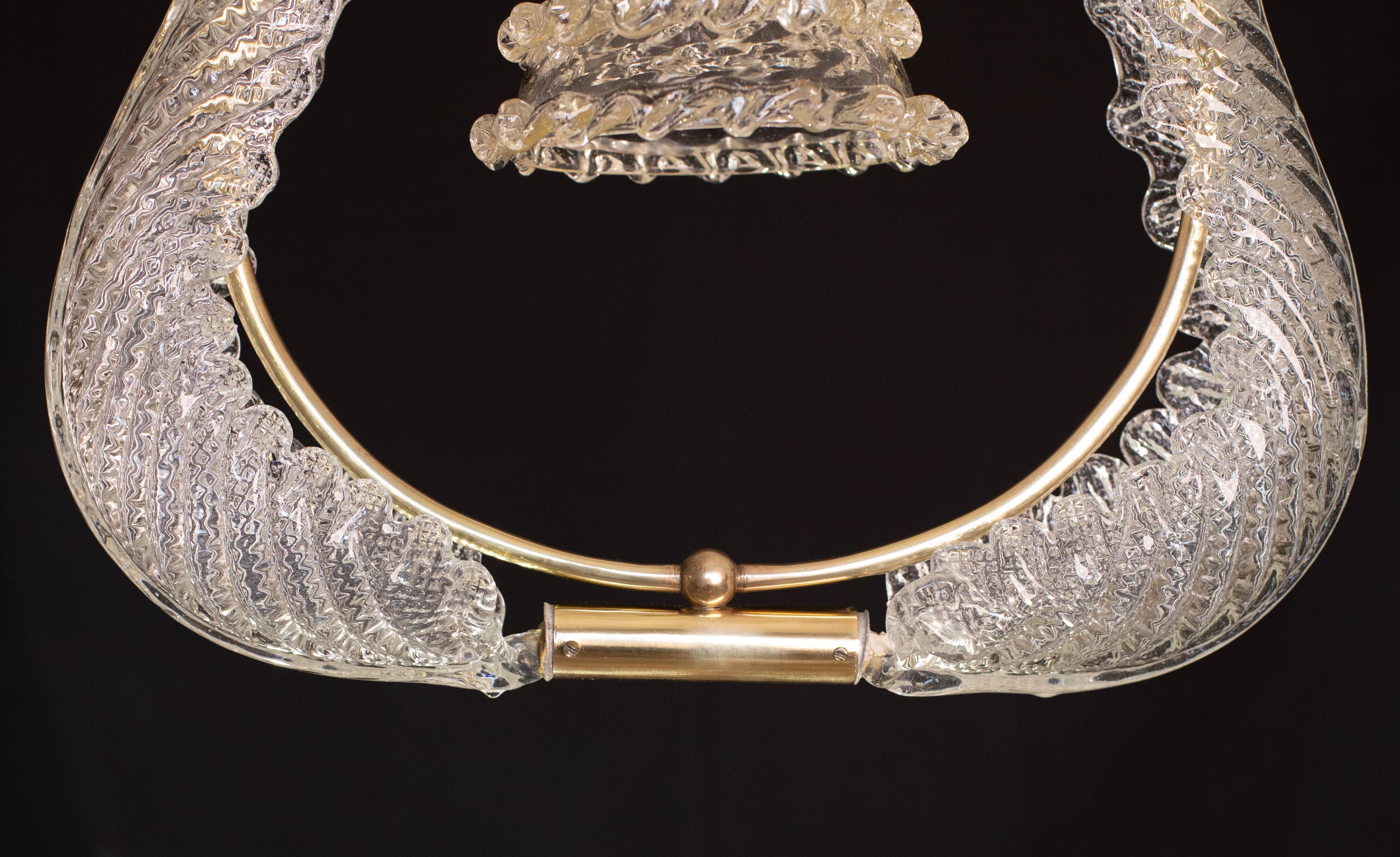 Elegant Art Decò Barovier and Toso Chandelier, 1940s