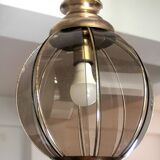 Lustre en laiton à segments de verre fumé, seconde moitié du XXe siècle